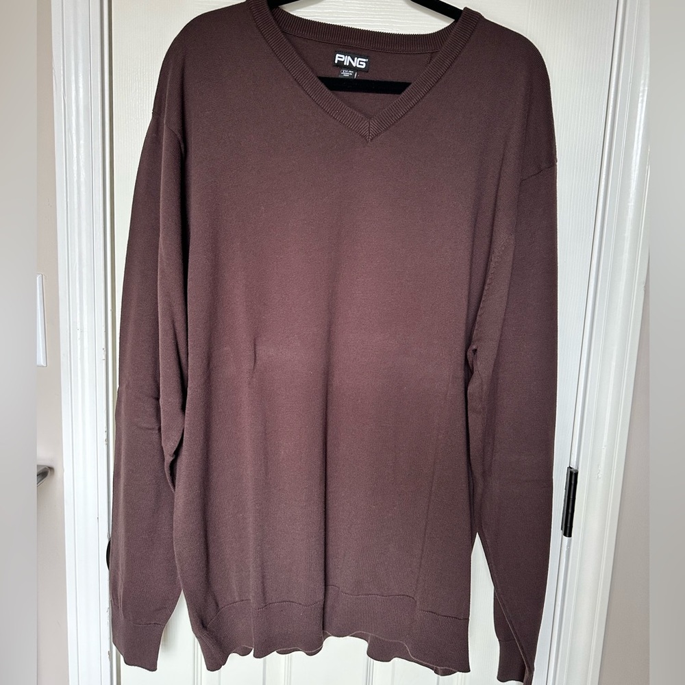 PING Golf Chocolate Brown V Neck Sweater XXL